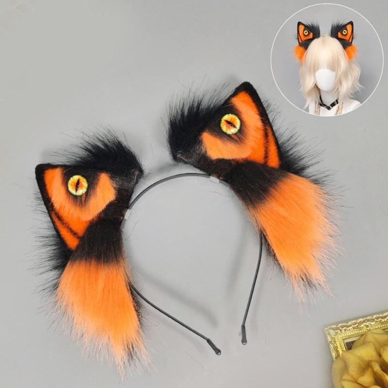 Wolf Ear Hairband Soft Plush Hair Styling Accessory For Kids Adult Halloween Parties Animal Theme Cosplay Hairhoop