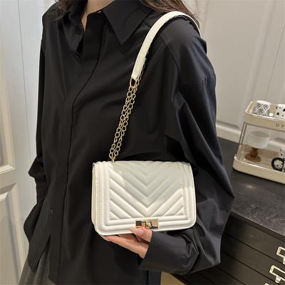 Catena con lucchetto tinta unita nuovo filo da ricamo ad aria a faccia morbida semplice monospalla a tracolla piccola borsa quadrata donna