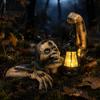 Outdoor Halloween Yard Props Creepy Zombie/Skeleton Lantern Statue, Resin Horror Zombie Figurine Decor, Light Up Durable Courtyard Party Ornaments