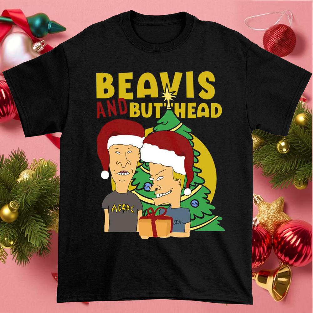 ACDC Wearing Santa Hats Beavis And Butthead Christmas shirt T-SHIRT Black Shirt Unisex T-Shirt S