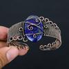 Natürlicher Lapislazuli Edelstein Handgemachter Kupferdraht Wickelarmreif Verstellbar T5L55