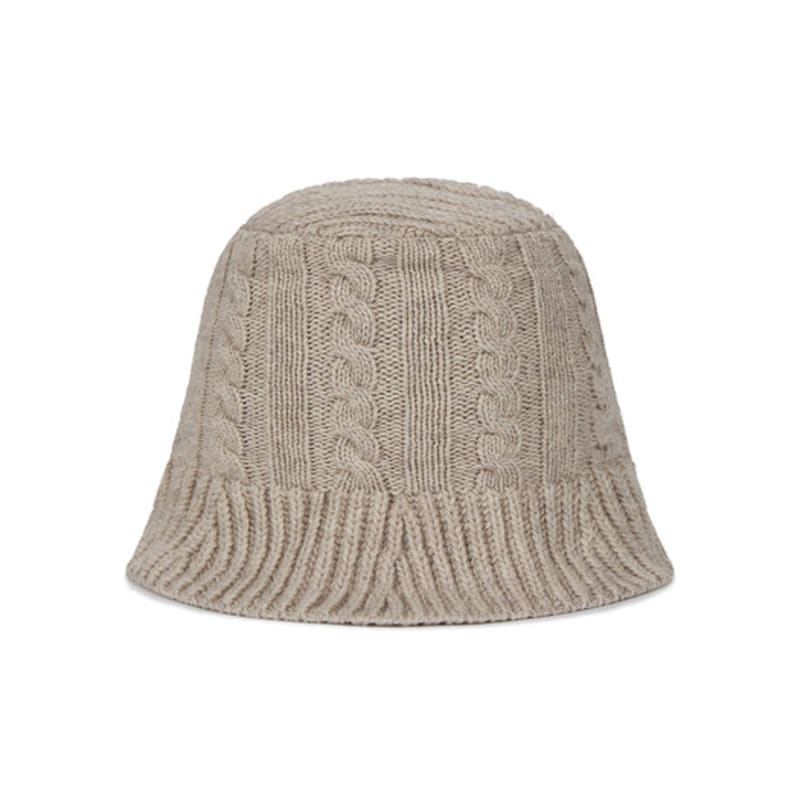 VARZAR VA Applique Cable Knit Bucket Hat Beige