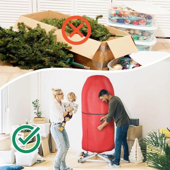 Upright Christmas Tree Cover Tear Resistant Xmas Tree Storage Cover with Drawstring Zippered Dustproof Storage Bag for 5Ft or 9Ft Standing Artificial