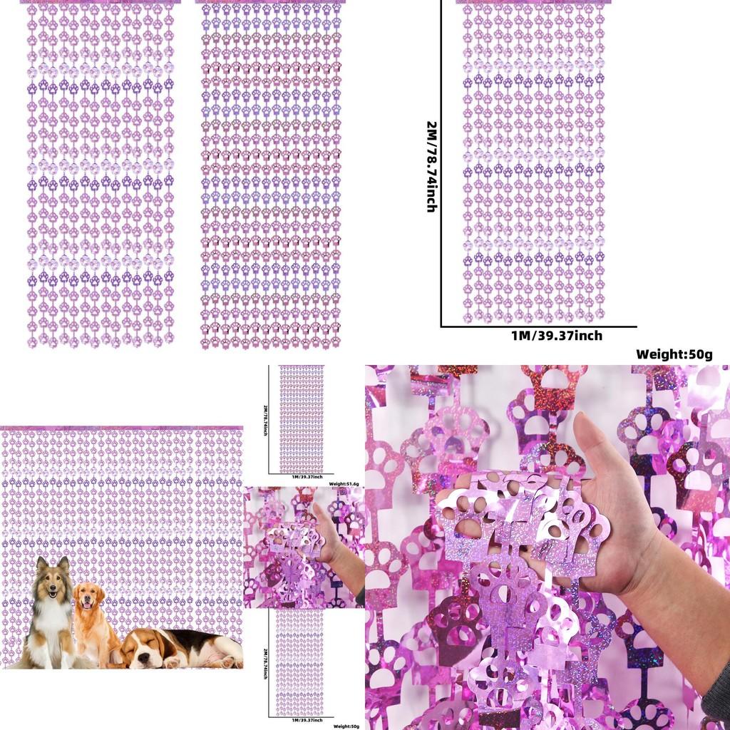 Adorable Pink Cat Paw And Dog Paw Rain Curtain For Festive Pet Birthday Parties