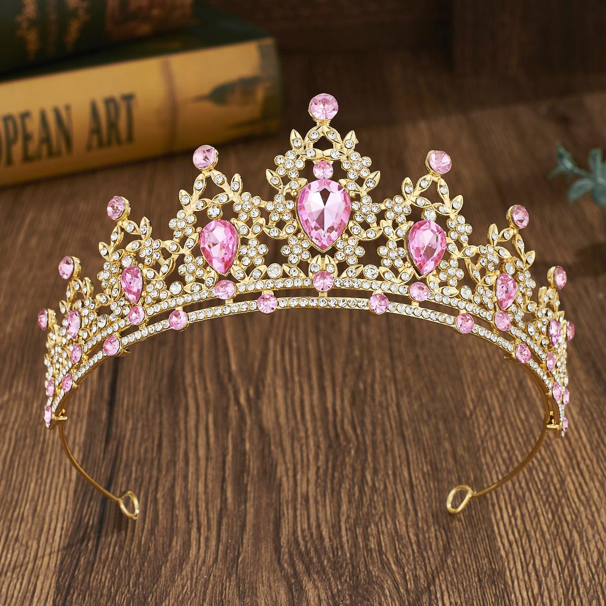 Bridal Crown Headwear Colored Rhinestone Headband Alloy Crown Wedding Dress Accessories