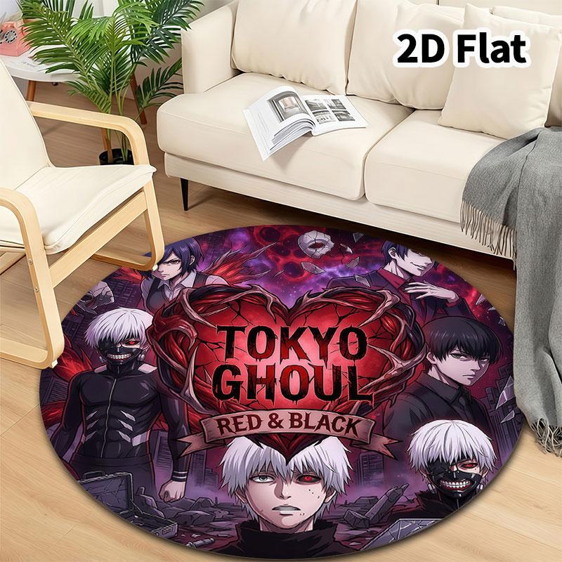 Tokyo Ghoul Runder Teppich Teppich für Wohnzimmer Schlafzimmer Sofa Spielzimmer Dekor Rutschfeste Bodenmatte