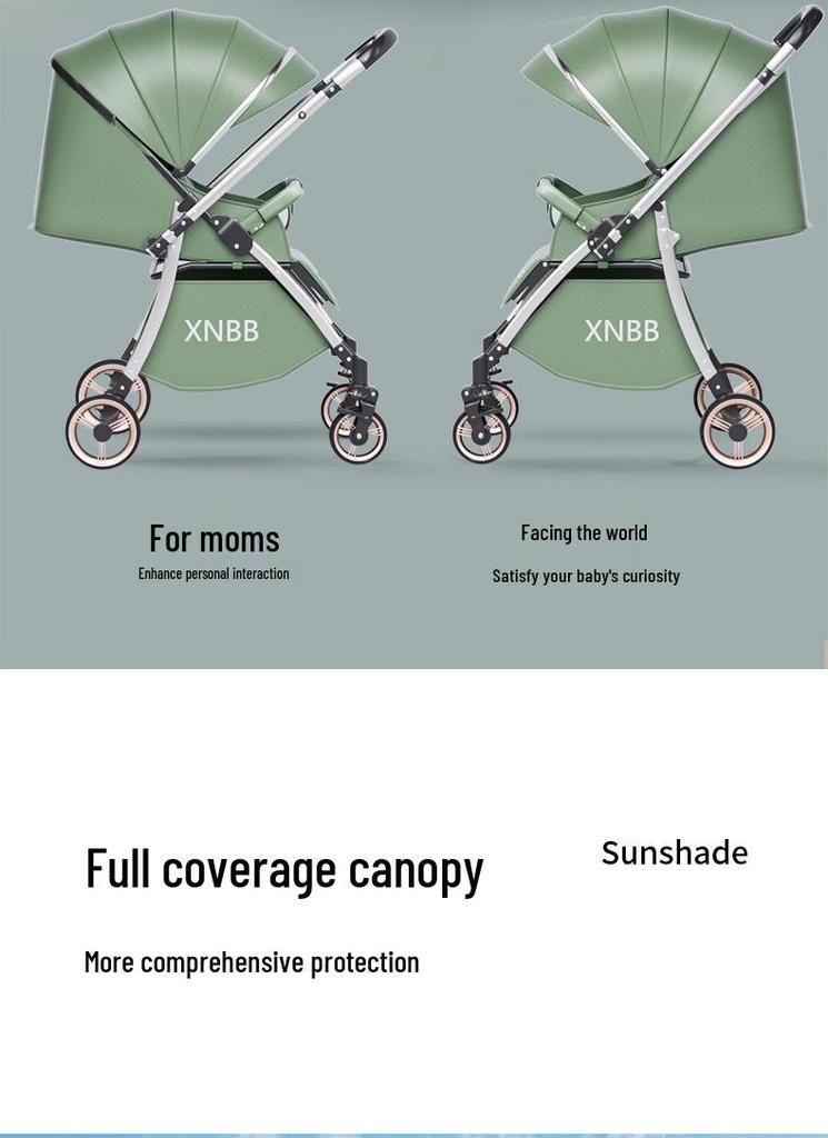 Lightweight Two-Way Foldable Baby Stroller, Sit & Lie, Shock-Absorbing, Umbrella Design for Ages 0-3.