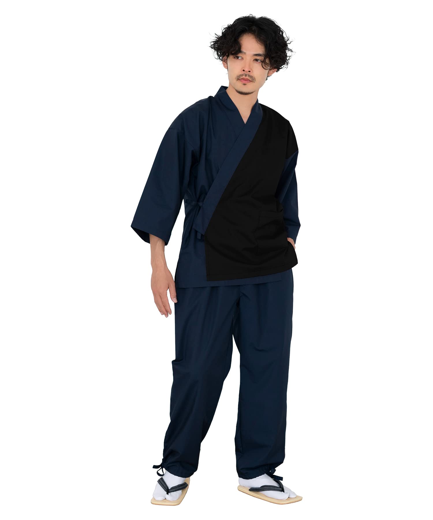 Samue design for men [KYOETSU] [Kyoetsu] (Japanese workwear) - Two-tone (L, Navy/Black)
