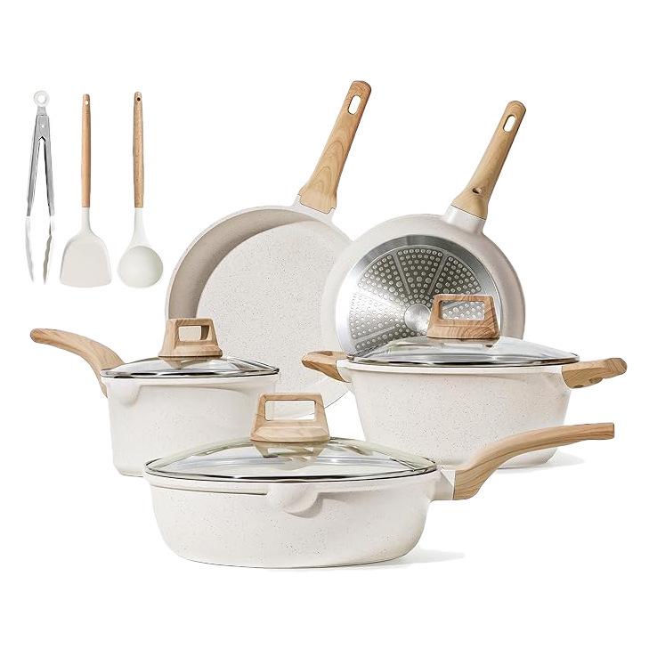Granite Non-stick Cookware Set: Stovetop Milk Pot, Soup Pot, Wok, Frying Pan, Flat-bottomed Pan Kitchen Kit.