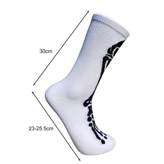 1 Pair Halloween Socks Spider Wet Skull Skeleton Print Color Matching High Elasticity Anti-slip Unisex Sport Sweat-Absorbent Basketball Long Stockings
