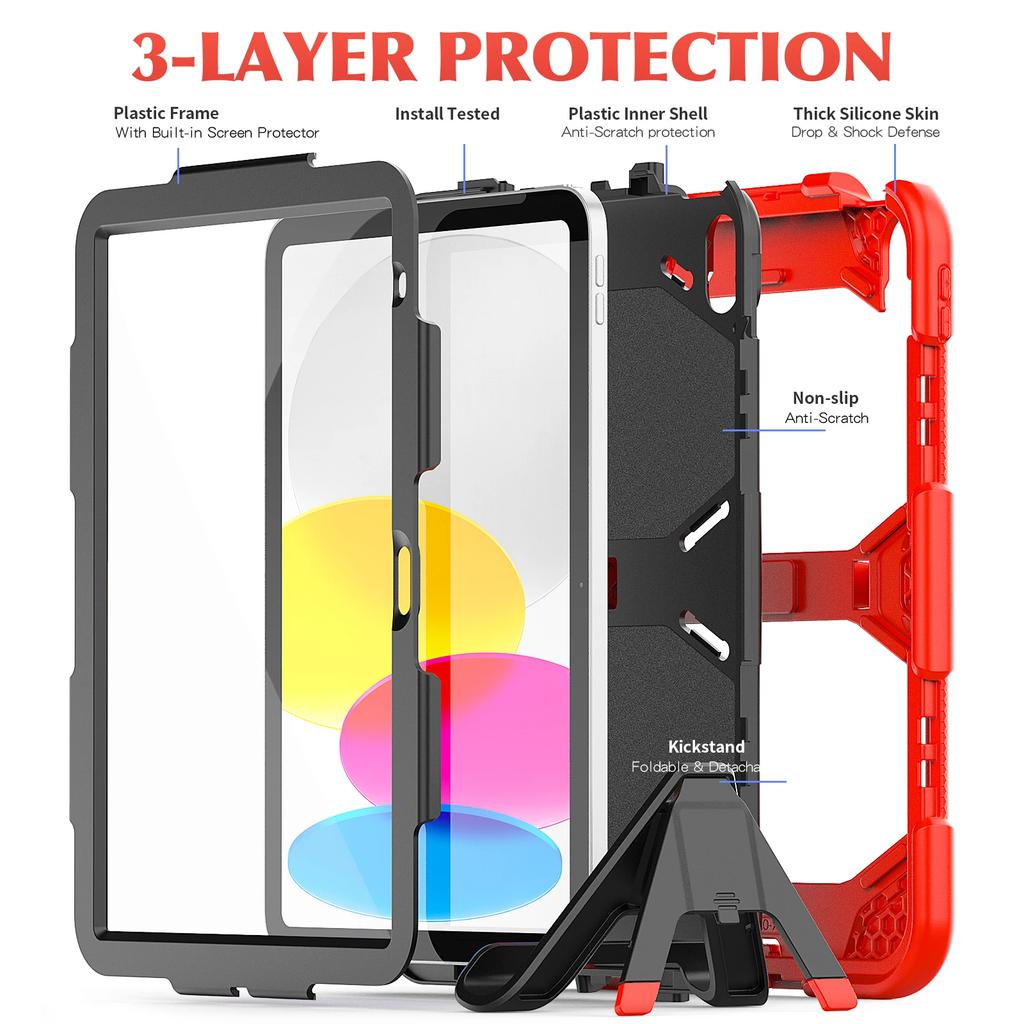 Kickstand Case for iPad 10th 2022 10.2inch iPad 8th 7th Gen 2020 Mini 46 Shock Dirt Proof Silicone Rugged Stand Cover Hard Case