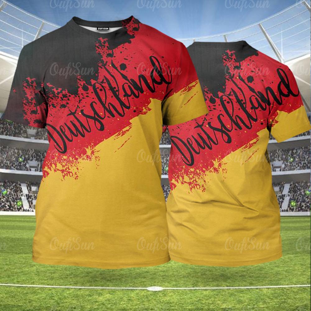 Herren T-Shirt Europäische Fußballsportbekleidung Lässige Kurzarm-T-Shirts Männliche Fußball-T-Shirts Übergroße Männerkleidung Tops Streetwear