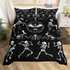 Erosebridal Sugar Skull Comforter Cover Set Skeleton Bones Duvet Cover,Gothic Moth Decor Bedding Sets Twin Magic Unicorn Rabbit Skulls Beddi