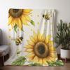 1pc Sdoo Flannel Blanket - Retro Sunflower & Bee Print, Soft Warm All-Season Throw for Sofa Bed Car Camping Office, Cozy Home De