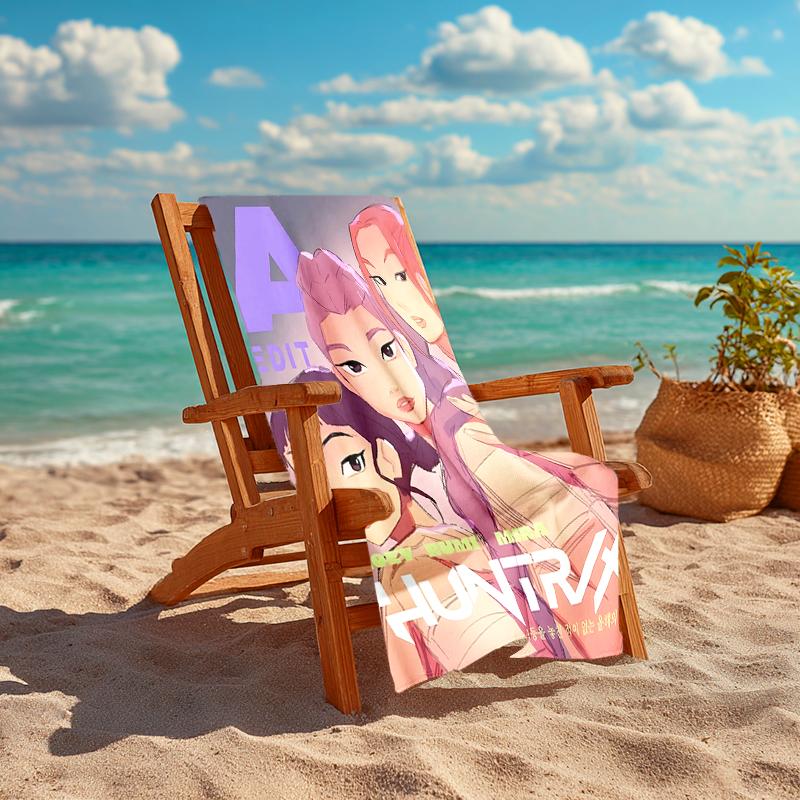 1pc KPop Demon Hunters14 Beach Towel, Comfortable and Thick, and Swimming/Bath/Picnic/Camping Towel, Suitable for Seaside Beaches