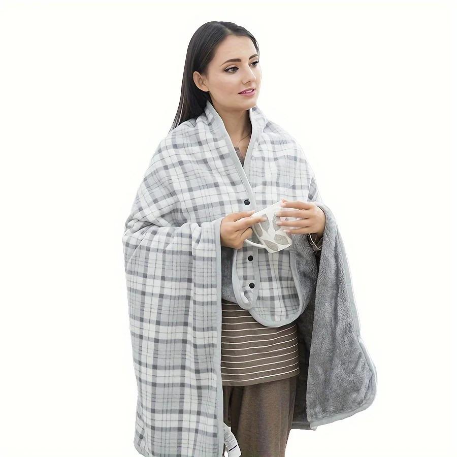 1pc Wearable Blanket Shawl Flannel Soft Warm Wrap for Adults Office Home Comfort Lazy Day Cozy Gift