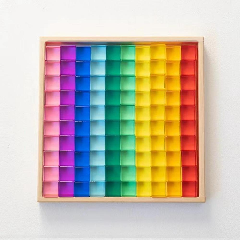Nový design Montessori hračky prohlédnou duhové Lucite stohovací bloky Akryl Vysoce transparentní pro děti Open Play