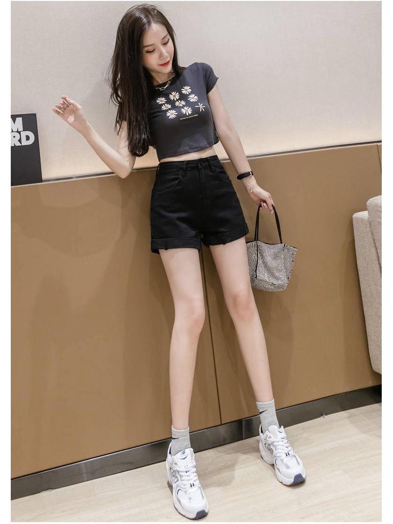 High-Waisted Denim A-Line White Shorts for Women - Summer 2024 Trend