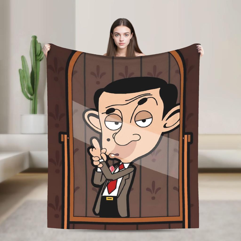 Mr. Beans Teddy Bear Blankets Fleece Spring/Autumn Cartoon Multifunction Soft Throw Blanket For Bedding Travel Bedding Throws