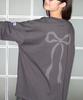 RONRON Type Heart Ribbon Over Fit Long Sleeve Charcoal