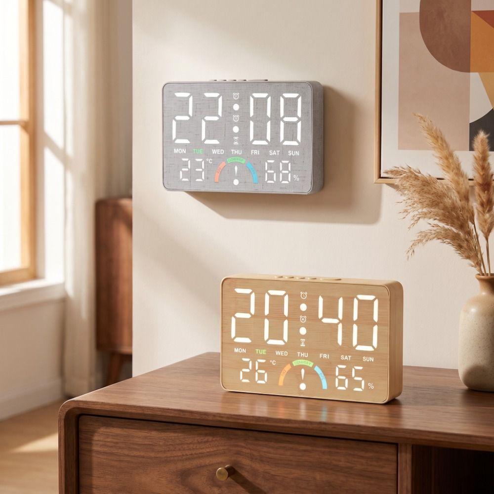 Large LED Screen Electronic Table Clock Temperature Monitor LED Wall Clock Desk Use