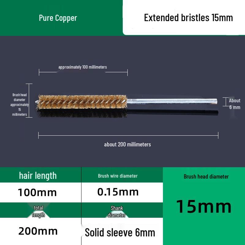 Industrial Rust Removal and Polishing Brush with Handle - Stainless Steel and Copper Wire for Inner Hole Sanding