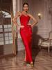 Elegante Vestido Bodycon Bandeau con Flor 3D: Vestido de Boda y Fiesta Verano 2024
