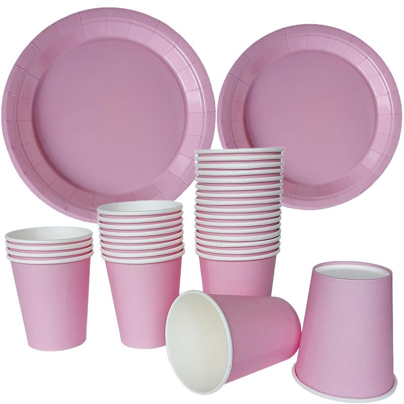 Disposable Party Tableware Set Paper Plates Cups Party Supplies Disposable Dinnerware Set for New Year Valentine Birthday