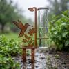 Large Capacity Metal Rain Gauge Stake Vintage Flower Bird Rain Measuring Tube Bird Watching