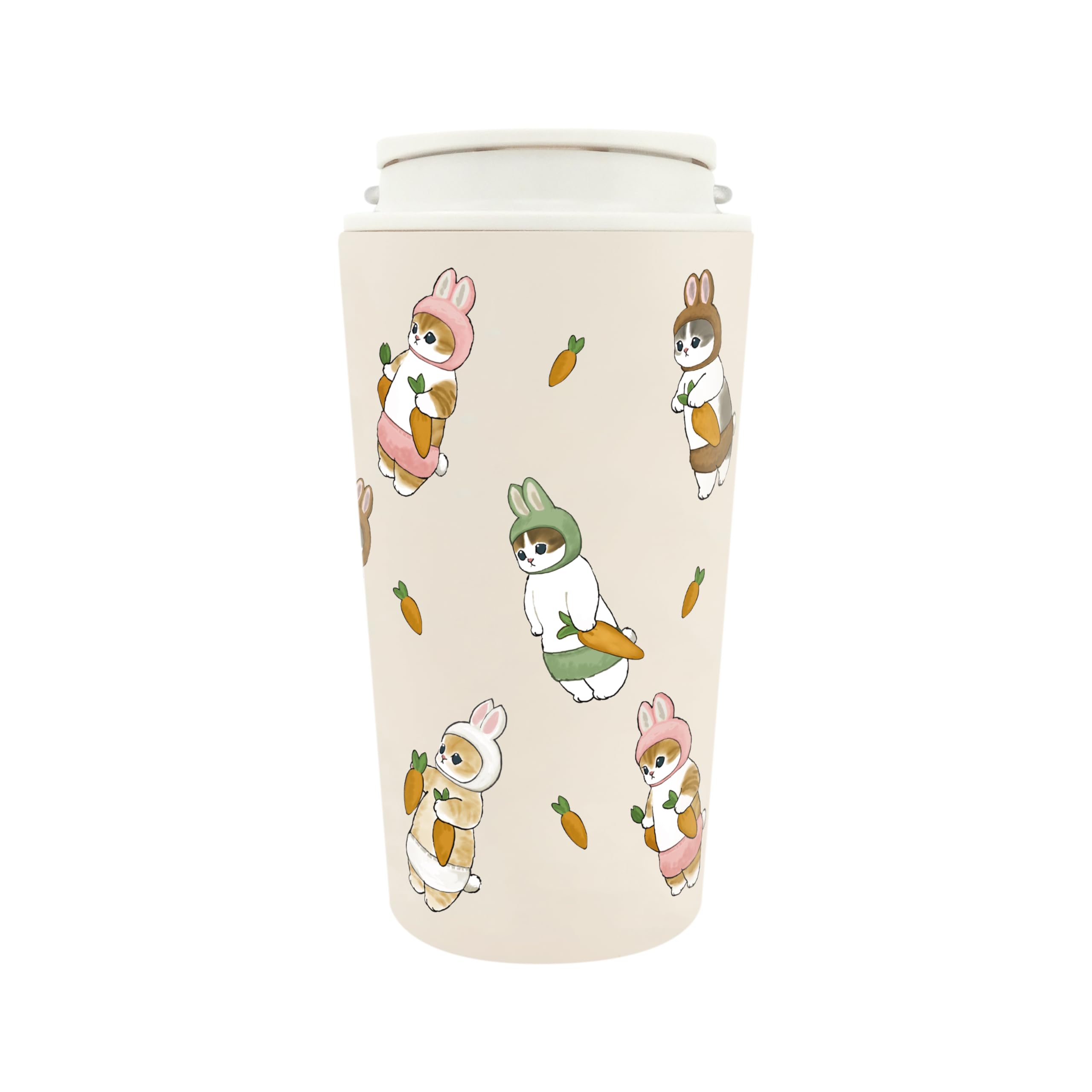 

mofusand Вакуумный термостакан с двойными стенками 360 мл Ручка с крышкой Кружка Поддерживает напитки горячими или холодными Милый кот [Усанян] 53-2183 бежевый