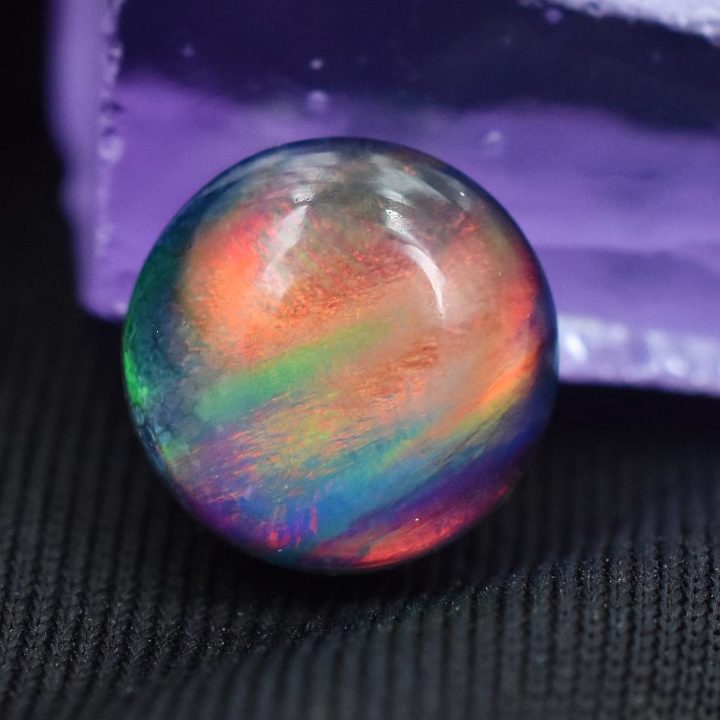 Lab-Created Opal Loose Gemstone 4.05 ct Multi-Color Round Cut Doublet for Jewelry Making and Crafts