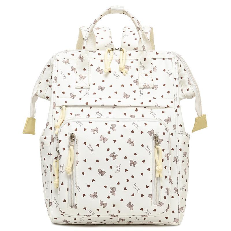 Schoolbag Internet Celebrity Floral Bow Mommy Bag Large Capacity Shoulder Backpack Carry Out Walking Baby Maternity Storage Backpack