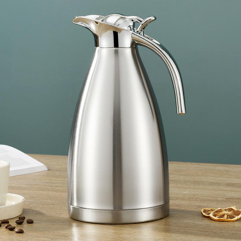 304 Stainless Steel Insulation Pot Vacuum Kettle Double layer European Style Coffee Pot Household Cold Kettle 2L Gift LOGO True color Single layer
