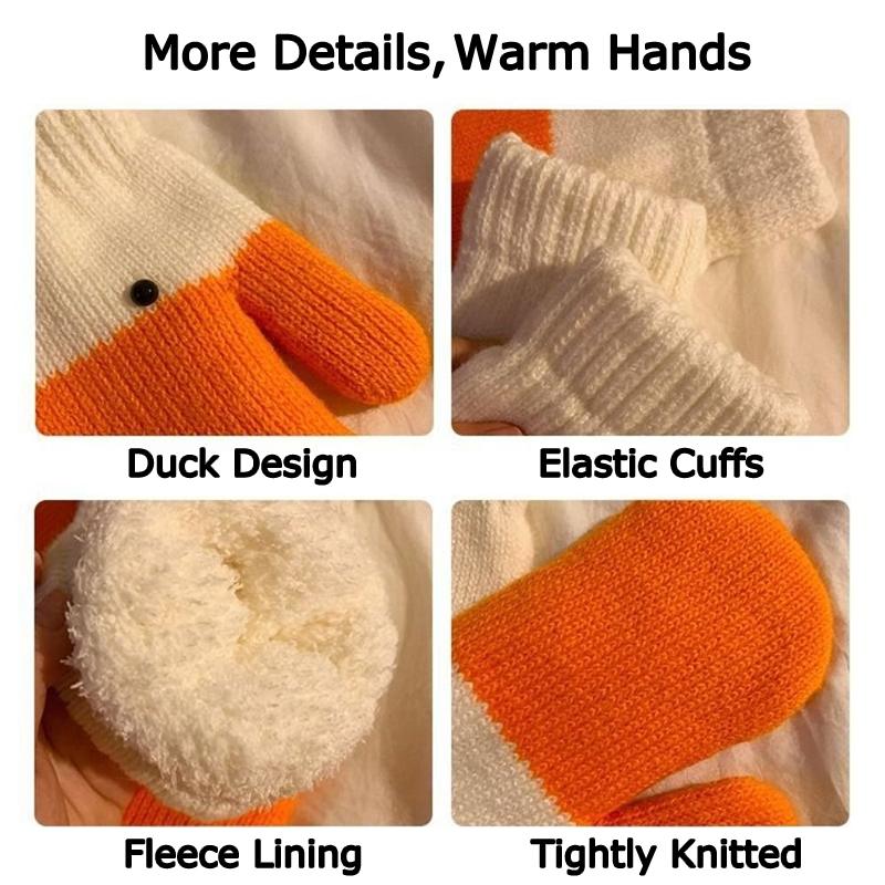 1Pair Comfortable and Warm Swan Knitted Gloves with Creative and Cute Design for Winter