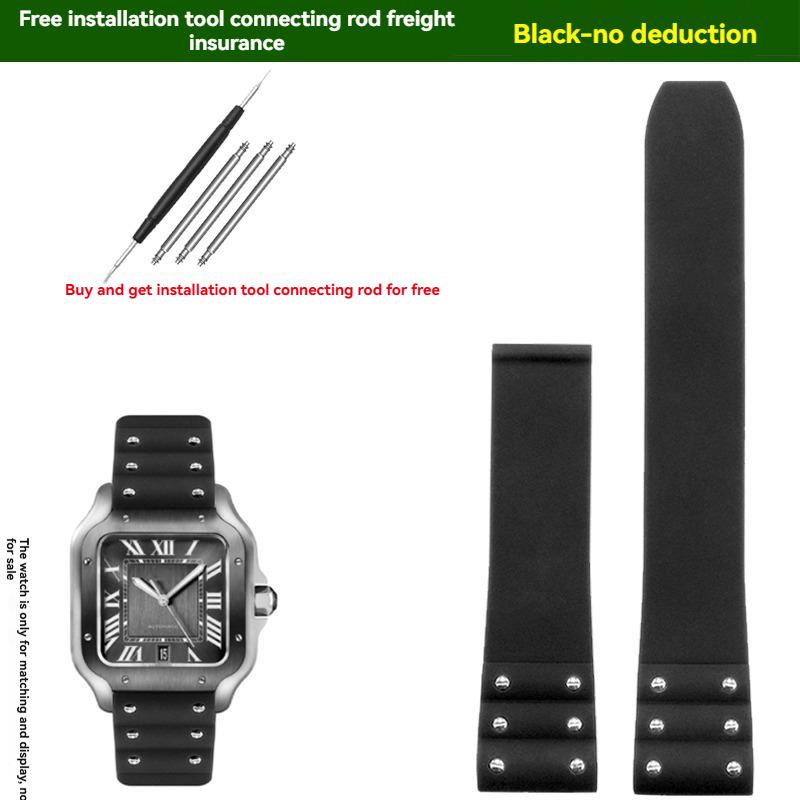 

Для ремінця Cartier Santos Силіконовий браслет Високоякісний Гумовий ремінець для годинника Водонепроникний гумовий ремінець 21 мм чорний синій браслет 21mm