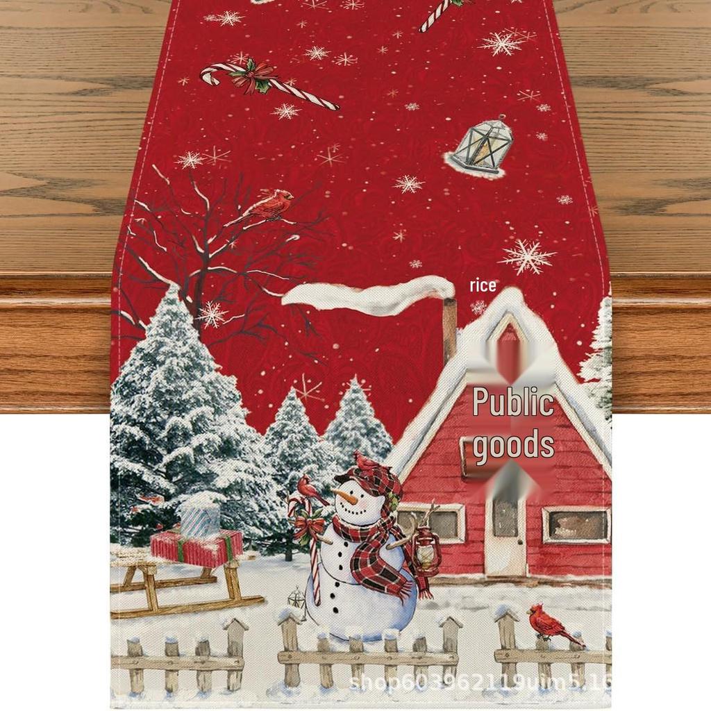 Christmas Table Runner with Santa and Tree Design