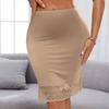 Sottogonna a mezza lunghezza con bordo in pizzo da donna, Sottogonna midi antistatica anti-sfregamento, Gonna sottoveste estiva elastica in vita tinta unita per l'uso quotidiano da donna