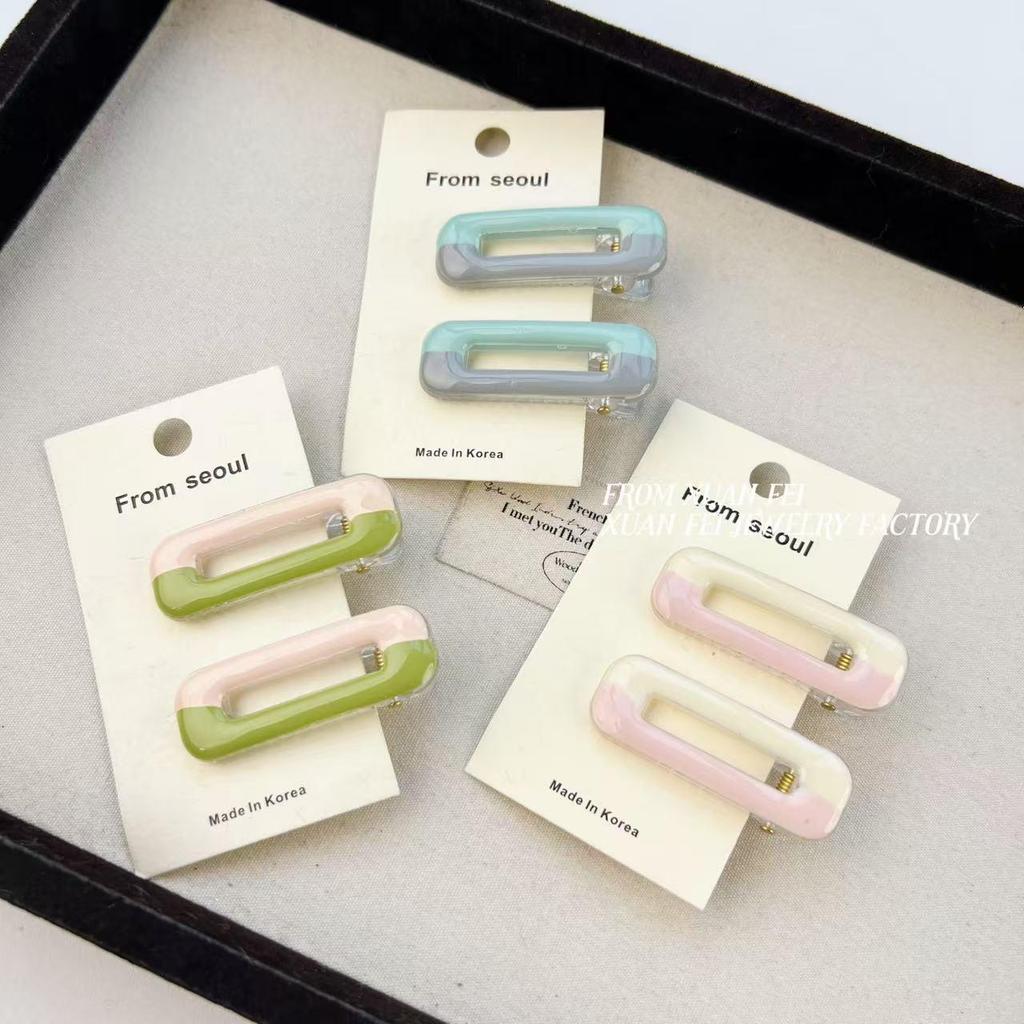 Color Block Duckbill Hair Clip: Cute Oil Droplet Design for Bangs and Flyaways