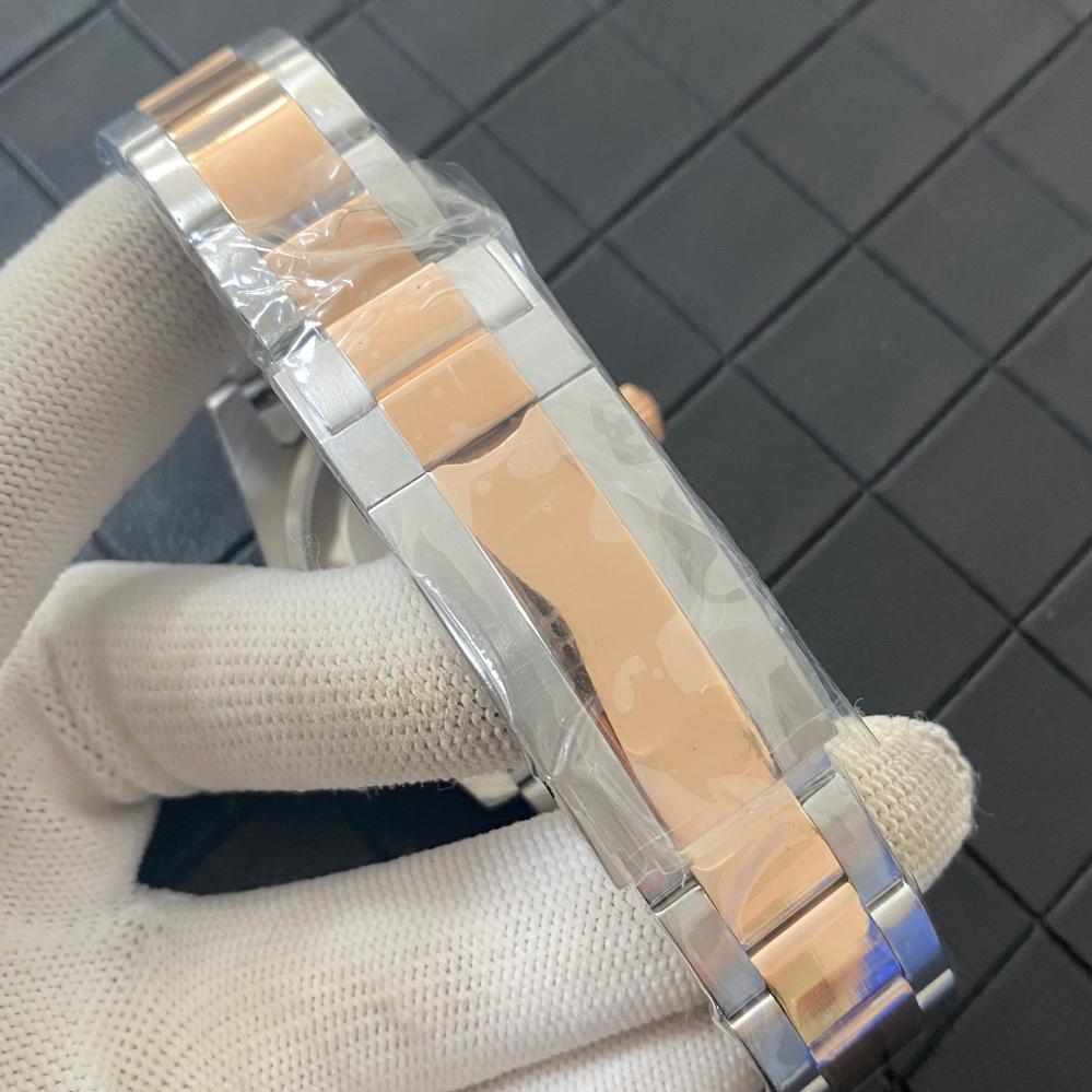 39mm Mid Rose Gold Stainless Steel Watch Case Sapphire Glass Stainless Steel Strap Watches Case for NH35 NH36 4R36 7S Movement
