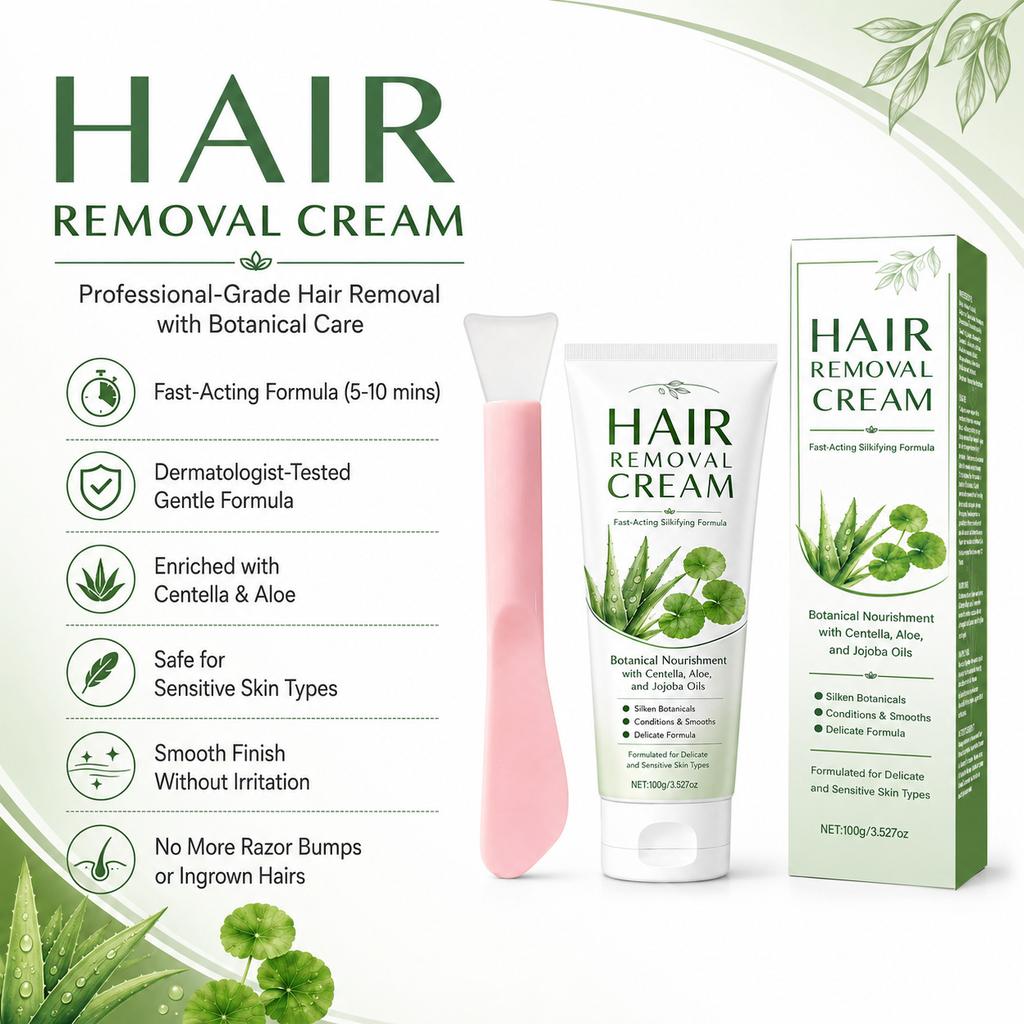 Gentle Hair Removal Cream 100g with Spatula, for Underarm Legs Arms,