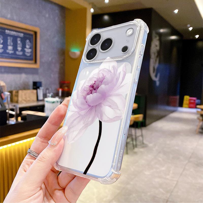 Amazon Hot-selling Lavender Flower Apple 16 Mobile Phone Case High-value iPhone17 Anti-drop Transparent Soft Case 13pm