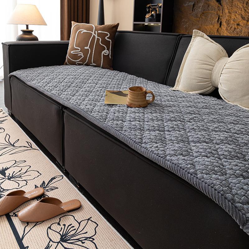 Modern Thickened Corduroy Sofa Cushion Solid Warm Couch Slipcover for Living Room Anti Slip Anti-Dirt Furniture Protective Cover
