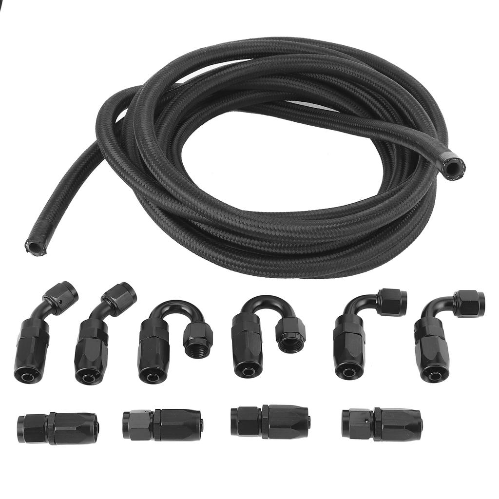 5meters Oil Fuel Hose Line AN6?6AN Fitting Stainless Steel Nylon Braided Straight 45 degrees 90 degrees 180 degrees End