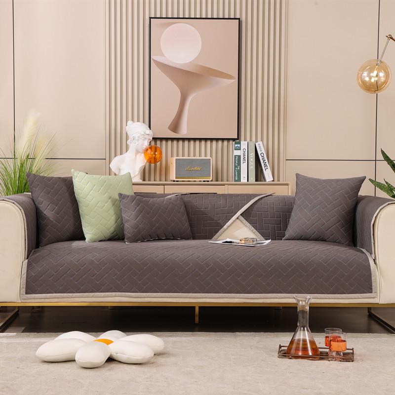 Sommer Einfarbig Latex Eis Seide Gestepptes Sofakissen Modern Schlicht Dreisitzer Rutschfest Sofakissen Handtuch