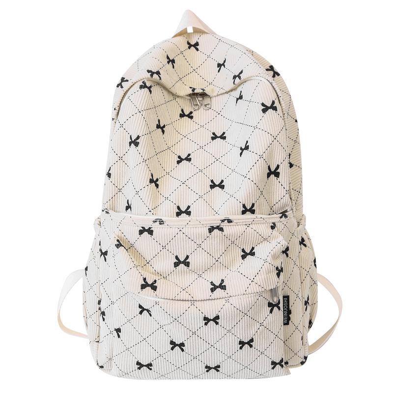 

Вельветовый женский рюкзак с бантом Вельветовый школьный рюкзак для студентов белый