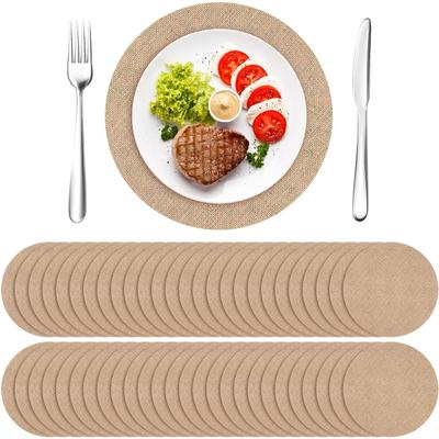 Farmhouse Style Burlap Round Jute Placemats - Rustic Dining Table Decor & Party Decoration