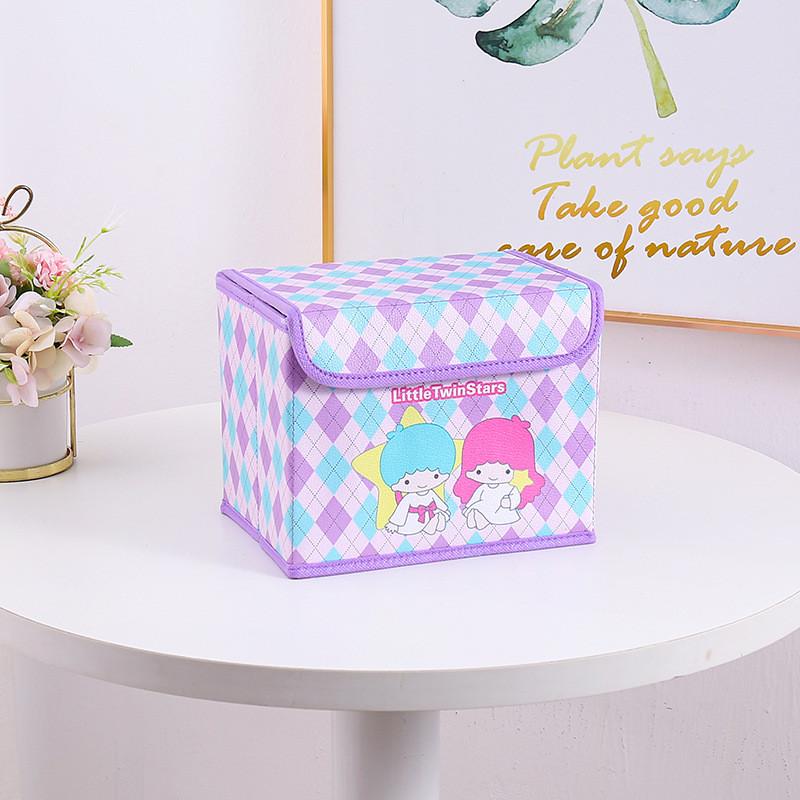 Hello Kitty Kuromi Cinnamoroll Melody Gittermuster Faltbare Klapp-Aufbewahrungsbox für Büro und Schlafzimmer