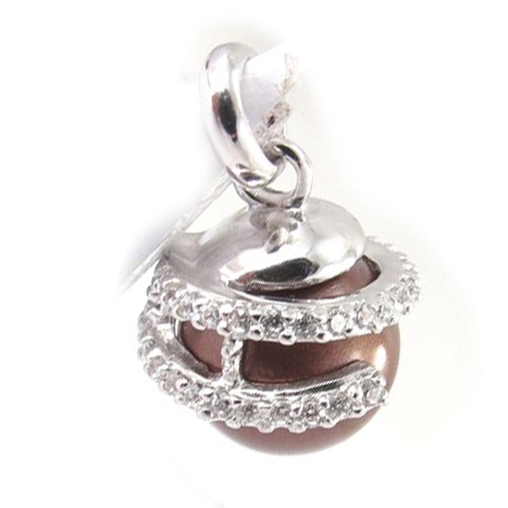 Les Trésors De Lily [J9385] - Srebrny wisiorek 'Sissi' brązowy