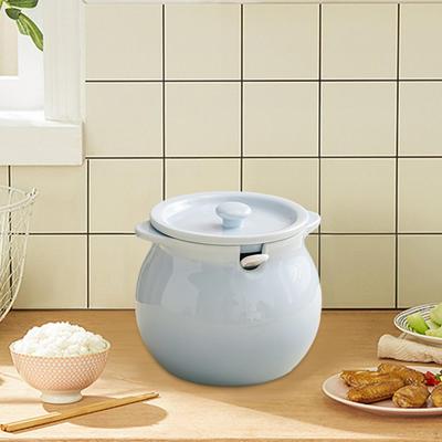 Kitchen Container Ceramic Canister Double Ear Lard Jar Seasoning for Frying Oil Home