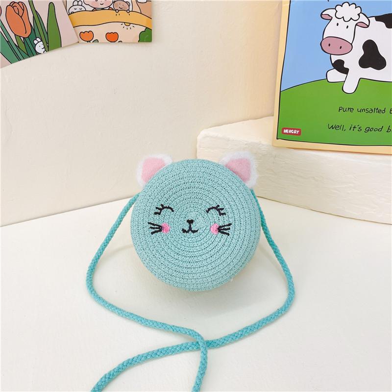 Adorable Mini Sac Tissé Chat Pour Filles Accessoire Élégant Pour Tout-Petits Couleurs Vives